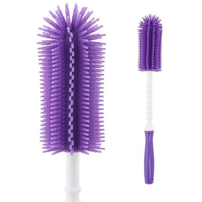 韓國原產(chǎn)Mathos Loreley硅膠奶瓶清潔刷水杯清洗刷一字型 紫色【奶瓶清潔刷】- 喜地