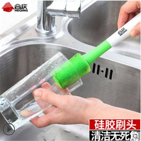 合慶硅膠杯刷家用長柄玻璃杯360度旋轉(zhuǎn)軟毛牛奶瓶清潔刷廚房用刷